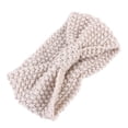 thumbnail image 2 of Women's Crochet Headband, Solid Color Knotted Headwrap, Warm Bulky Knit Hair Band for Women, Winter Fashion Headband, Handmade Style Hair Accessory - Beige, 2 of 3