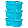 thumbnail image 2 of IRIS USA 3Pack Large Plastic Clothes with Hip Grip Laundry Basket, Hamper, Teal, 2 of 7