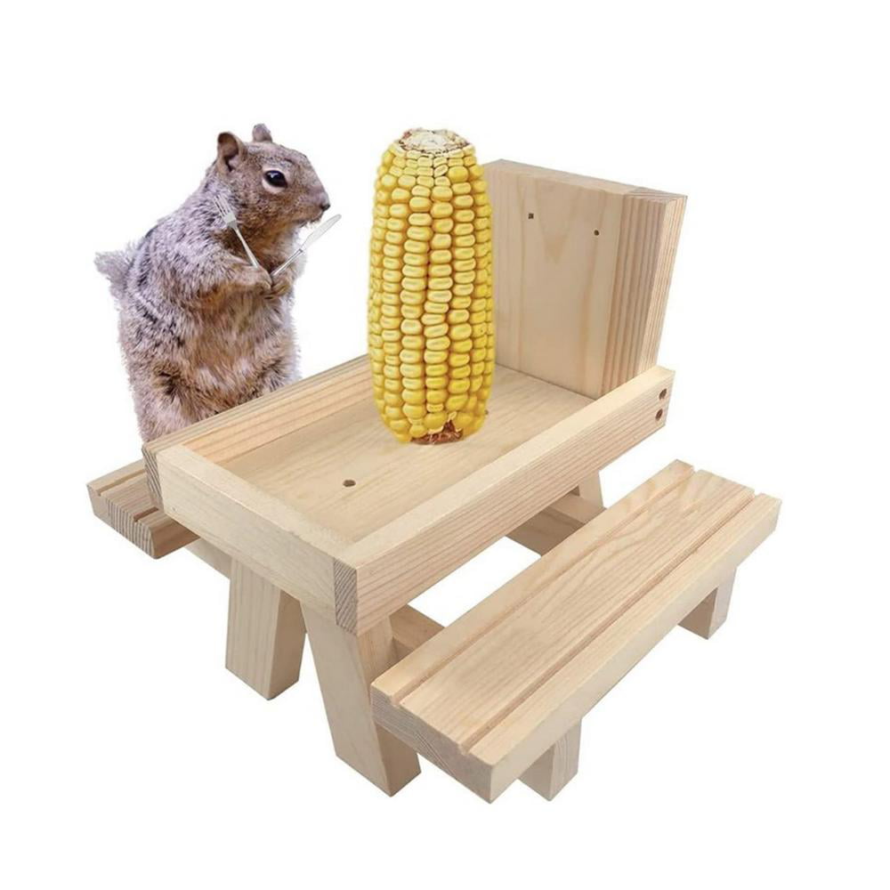 Squirrel Feeder For Outside Table Style Squirrel Feeder Hangs Outdoors On Trees Fences Posts Environmentally Friendly Wood Squirrel Feeder for Outdoors Holds Corn and Apples By Nature's Hangouts 
