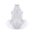 thumbnail image 5 of YONGHS Kids Girls Mesh Splice Sleeveless Feather Tulle Skirted Leotard Gymnastics Dancewear White 12, 5 of 7
