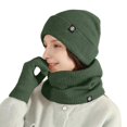 thumbnail image 2 of XIAOCHA Mens Minimal‑Patch Rib‑Knit Beanie Solid Outdoor Hiking Neck‑Gaiter Fall Winter Knit‑Gloves,Army Green, 2 of 5