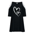 thumbnail image 4 of Vestido casual de verano con hombros descubiertos y manga corta con encaje y estampado Forgive para mujer Pompotops  ghjkhdj14533, 4 of 7