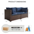 thumbnail image 7 of Gaildon 2 Pieces Patio Furniture Set, All Weather Outdoor Sectional PE Rattan, Patio Conversation Sets with Cushions for Garden Lawn Balcony Porch Deck, Blue, 7 of 7
