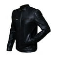 thumbnail image 3 of Cafe Racer Leather Motorcycle Jacket With Snap Button Black Leather Moto Jacket Mens Black Leather Biker Jacket Cafe Racer Biker Jacket size L, 3 of 5