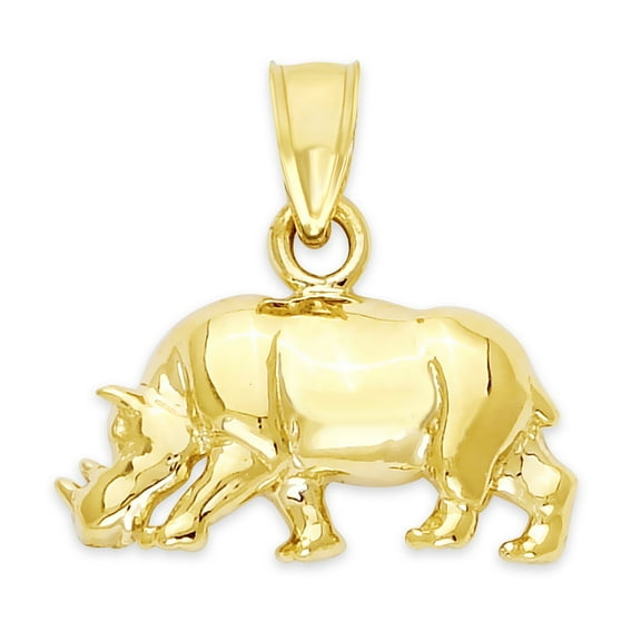 14k Gold Rhinoceros Pendant, Rhino Jewelry, Spirit Animal Gifts for Her