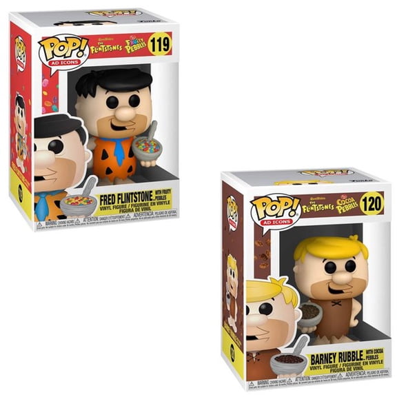 Funko POP! Ad Icons - The Flintstones Vinyl Figures - SET OF 2 (Fred/Fruity & Barney/Cocoa Pebbles)