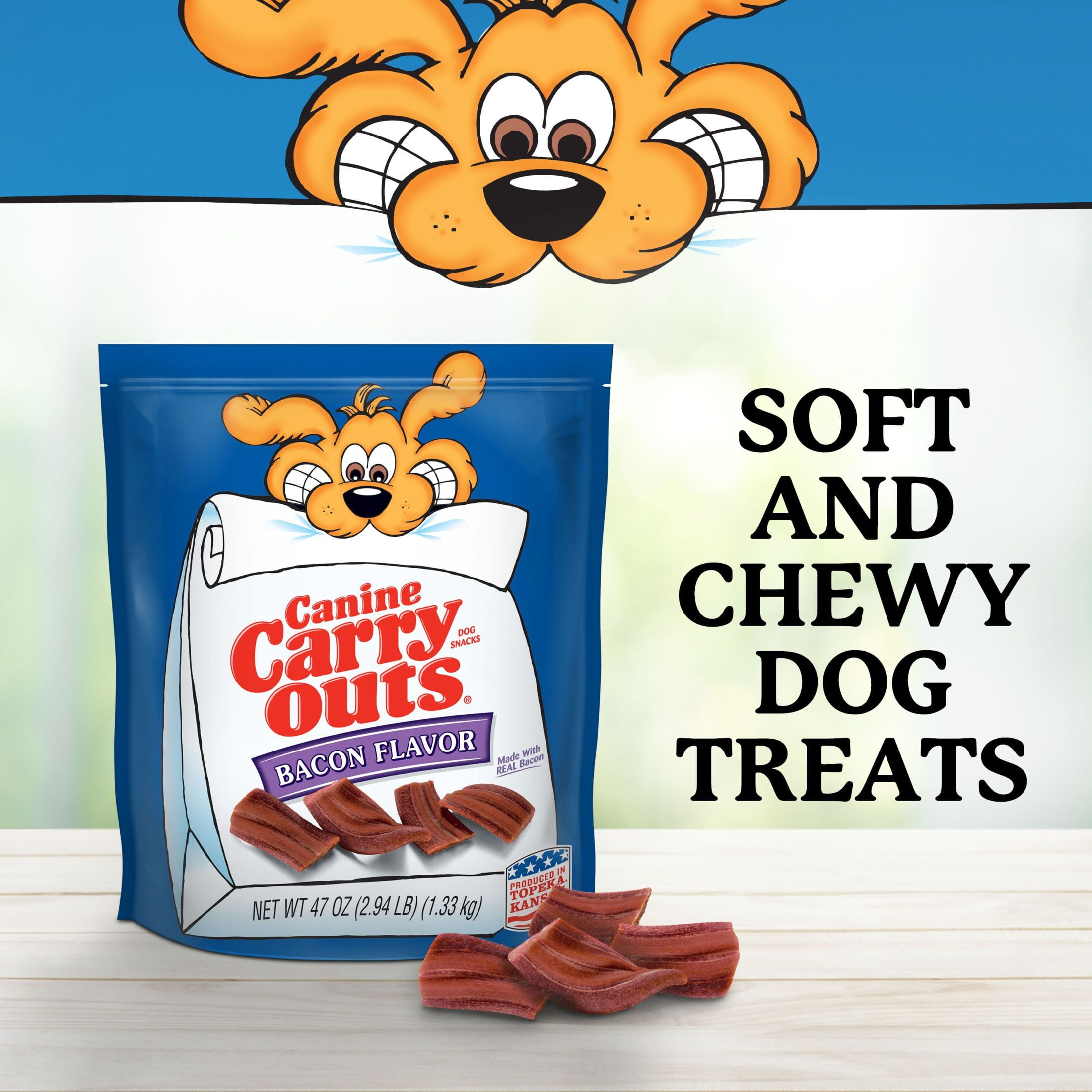 (4 pack) Canine Carry Outs Bacon Flavor Dog Treats, 47oz Bag