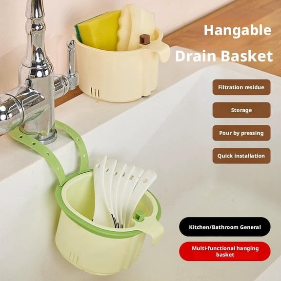 Over Sink Strainer Basket Faucet Hanging Kitchen Colander Hands Free Draining