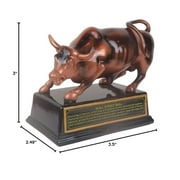 Official Licensed Bronze Wall Street Bull Stock Market NYC Figurine Statue with Base (Small 3.5)