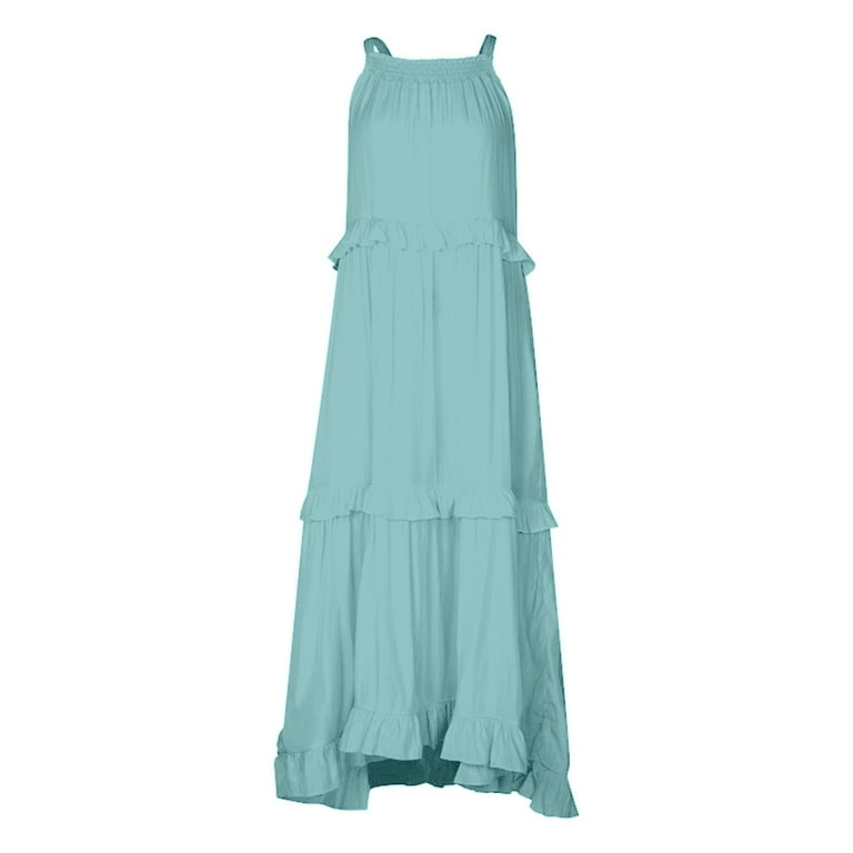Casual Simplicity Solid Patchwork Halter A Line Dresses(4 Colors) Casual Simplicity Solid Patchwork Halter A Line Dresses(4 Colors)
