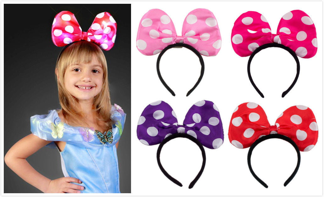 50 Lot Pack Light Up Minnie Mouse Headband Polka Dot Blinking LED Flashing Party 