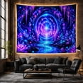 thumbnail image 6 of Glowing Cosmic Portal in a Forest with Lotus Flowers, Mystical Fantasy Art for Space Enthusiasts, Ethereal Wall Decor, Housewarming Gift Tapestry Wall Hanging for Bedroom and Living Room, 6 of 7