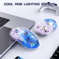 thumbnail image 6 of A2 Wireless Gaming Mouse Double Mode 2.4G/ Bluetooth,Transparent RGB Wireless Mice with 5 Adjustable DPI Compatible with PC, Mac, Laptop -Purple, 6 of 7
