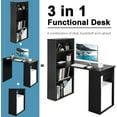 thumbnail image 4 of Computer Desk with Bookcase, 48” Modern Writing Table Desk with Storage Shelves and CPU Stand, Reversible Study Workstation for Home Office Bedroom (Black), 4 of 9