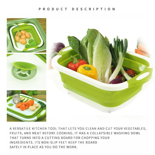 Multifunction Foldable Cutting Board Fruit Vegetable Washing Drain Basket