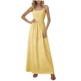 thumbnail image 4 of Women's Gingham Plaid Square Neck Maxi Dress, Sleeveless Wide Strap Smocked Waist Summer Beach Vacation Sundress, Casual Flowy Long Dress for Women S-2XL, 4 of 5