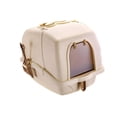 thumbnail image 3 of Enclosed Cat Litter Box Covered Cat Toilet Provides Privacy Hollow Pedal with Front Door Flap Leakproof Portable Kitten Potty , khaki, 3 of 9