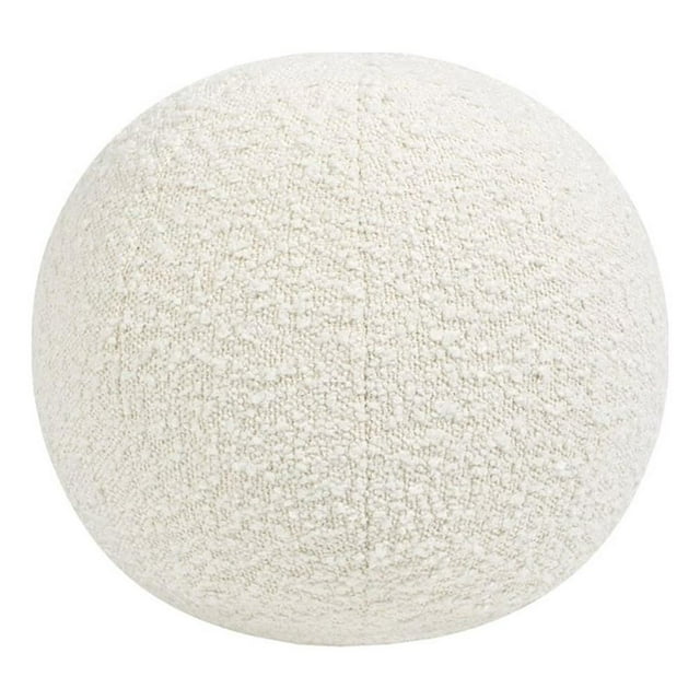 Luna Coussin Rond 12 Pouces Boule d'Accent Ivoire Blanc Boucle