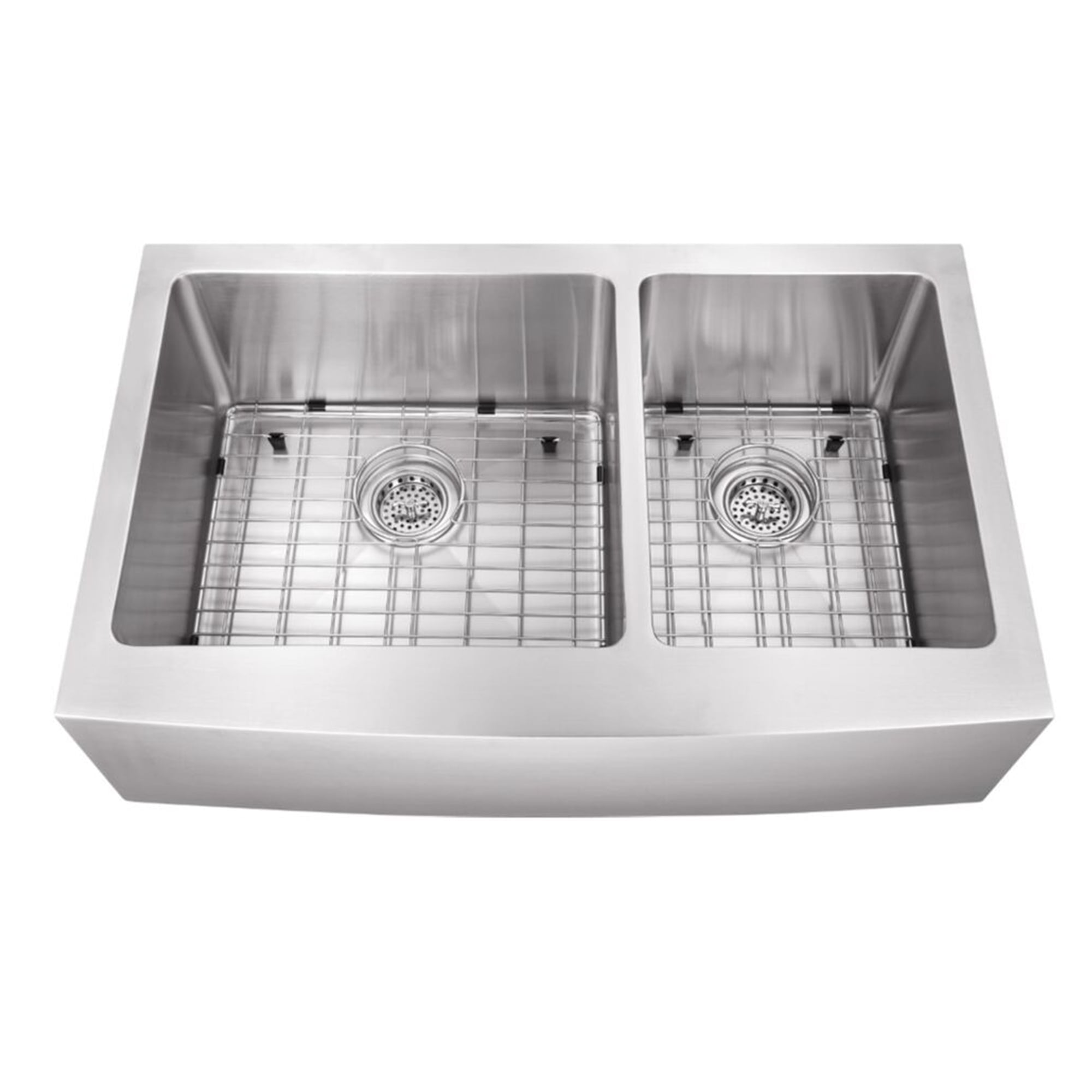 Undermount 32-7/8 in. 60/40 Bowl Apron Front 16 Ga. Stainless Steel Kitchen Sink