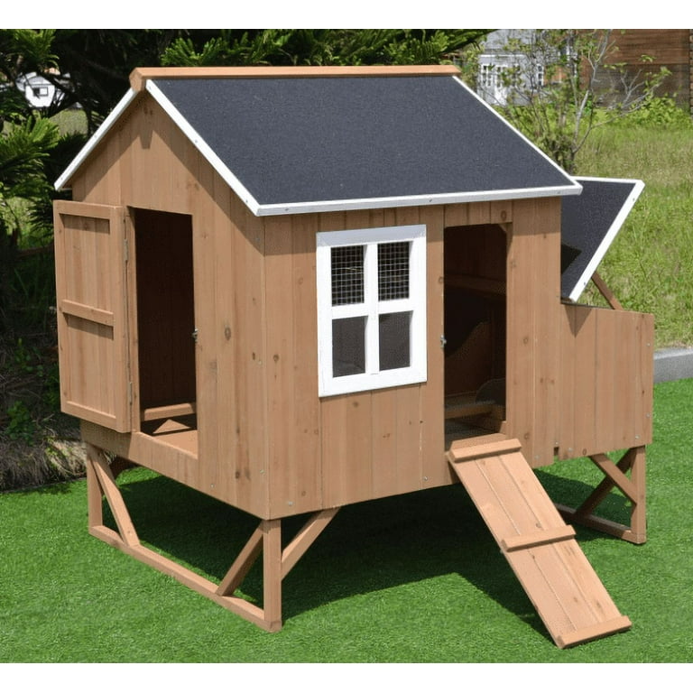 omitree Solid Wood Backyard Chicken Coop Hen House with 3 Nesting