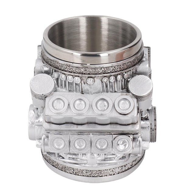 Taza De Acero Inoxidable Motores, V8 Y V6 3D Motor Taza De Café Creativo Personalizado De Acero Inoxidable Con Asa Aislante Para Los Entusiastas Del Automóvil, Padre