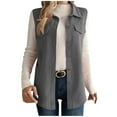thumbnail image 2 of Nfurl Fall Jackets for Women Trendy Button Down Sleeveless Jacket Dressy Casual Lapel Solid Color Outerwear Vests Ladies Fashion Tops Gray XL, 2 of 9