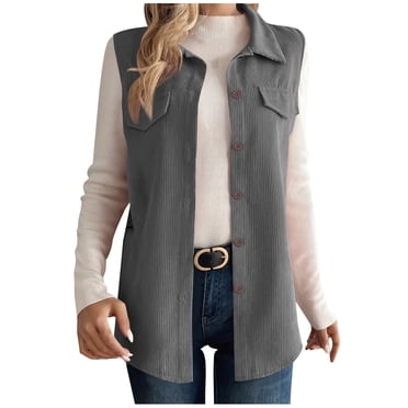 Women's Cropped Sleeveless Jacket Stand Collar Women's Corduroy