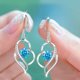 thumbnail image 2 of Pendientes de rosa y corazón - Turquesa/azul ER, 2 of 5