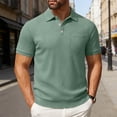 thumbnail image 2 of IWRICH Men's Corduroy Short Sleeve Polo Shirts Button up Solid Color T Shirts Summer Casual Stylish Textured Tops with Pocket GN2 S, 2 of 8
