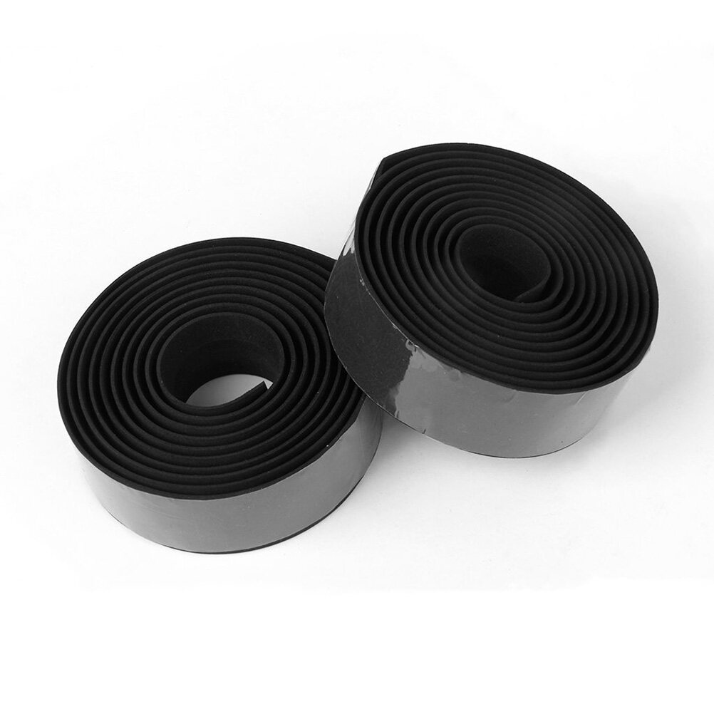 2pcs Road Bike Handlebar Tape Bar Wrap with Bar Connector (Black)