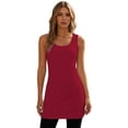 thumbnail image 1 of Gpoecd Plus Size Tank Tops for Women Longline Crew Neck Basic Layering Stretch Fit Comfortable Camisole with Built In Bra Wine,XL, 1 of 4
