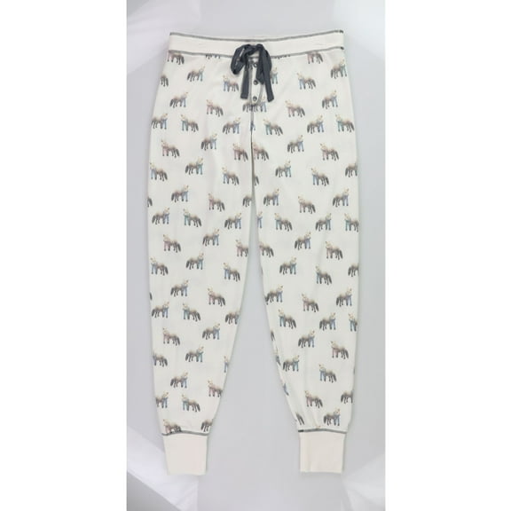 P.J. Salvage Womens Fox Pajama Lounge Pants, White, Medium