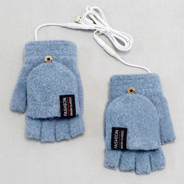 Gants Bleus Mitaines Gants d'Hiver Imperméables Coupe-Vent Hommes Femmes Gants Thermiques Écran Temps Froid Gants Thermiques Vélo Course Convertibles Sans Doigts