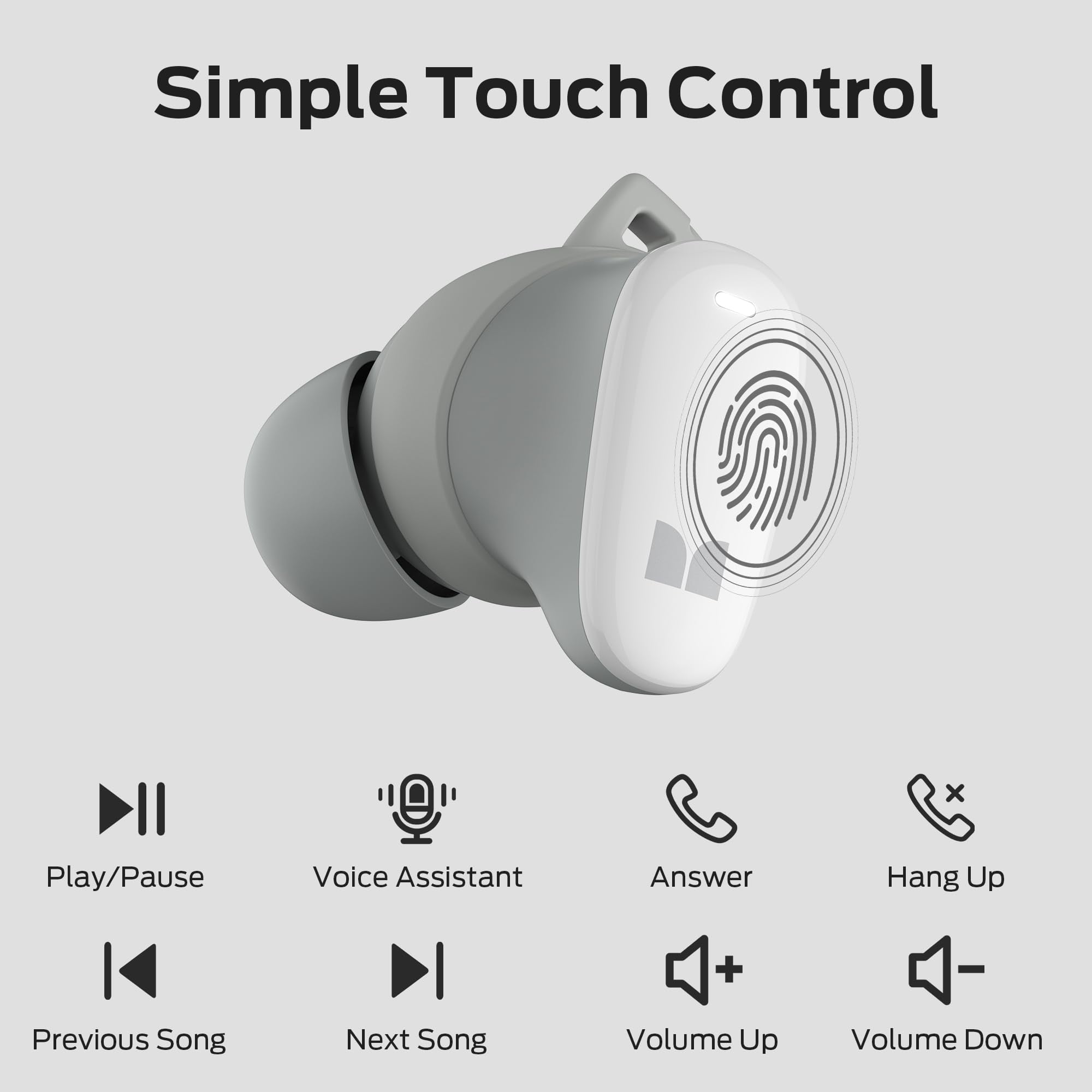 Monster Bluetooth Earbuds, True Wireless Earbuds with Clear Talk, Bluetooth 5.4 Earphones Headphones Built-in Mic, Touch Control, Comfortable Fit, Type-C Charging, 25H Playback, White