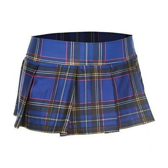 25074-VIOLETPLDM-L Plaid Color Pleated Skirt, Violet - Medium & Large