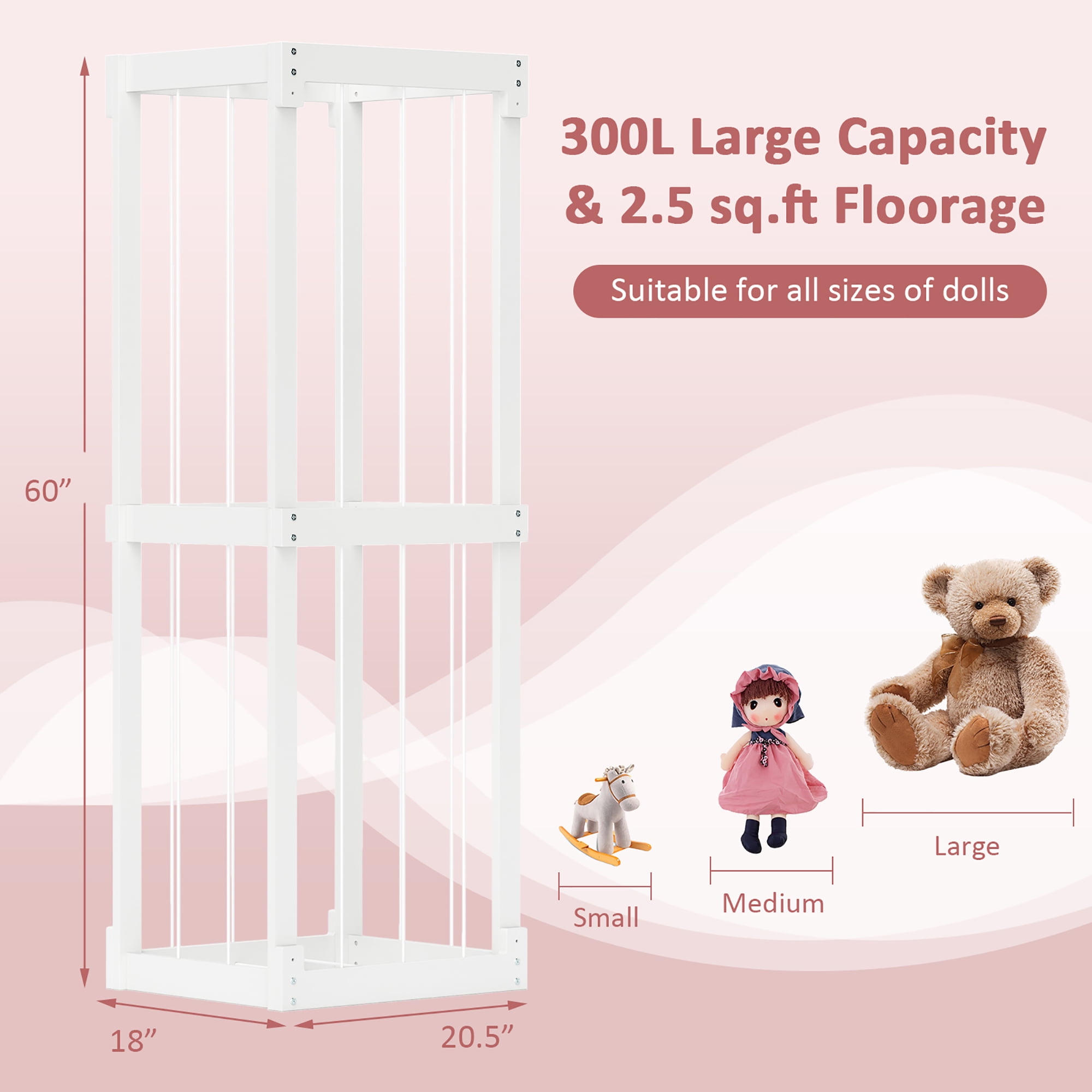 Gymax 300L Large Stuffed Animal Storage Space-saving Toy Storage Organizer w/Open Top White