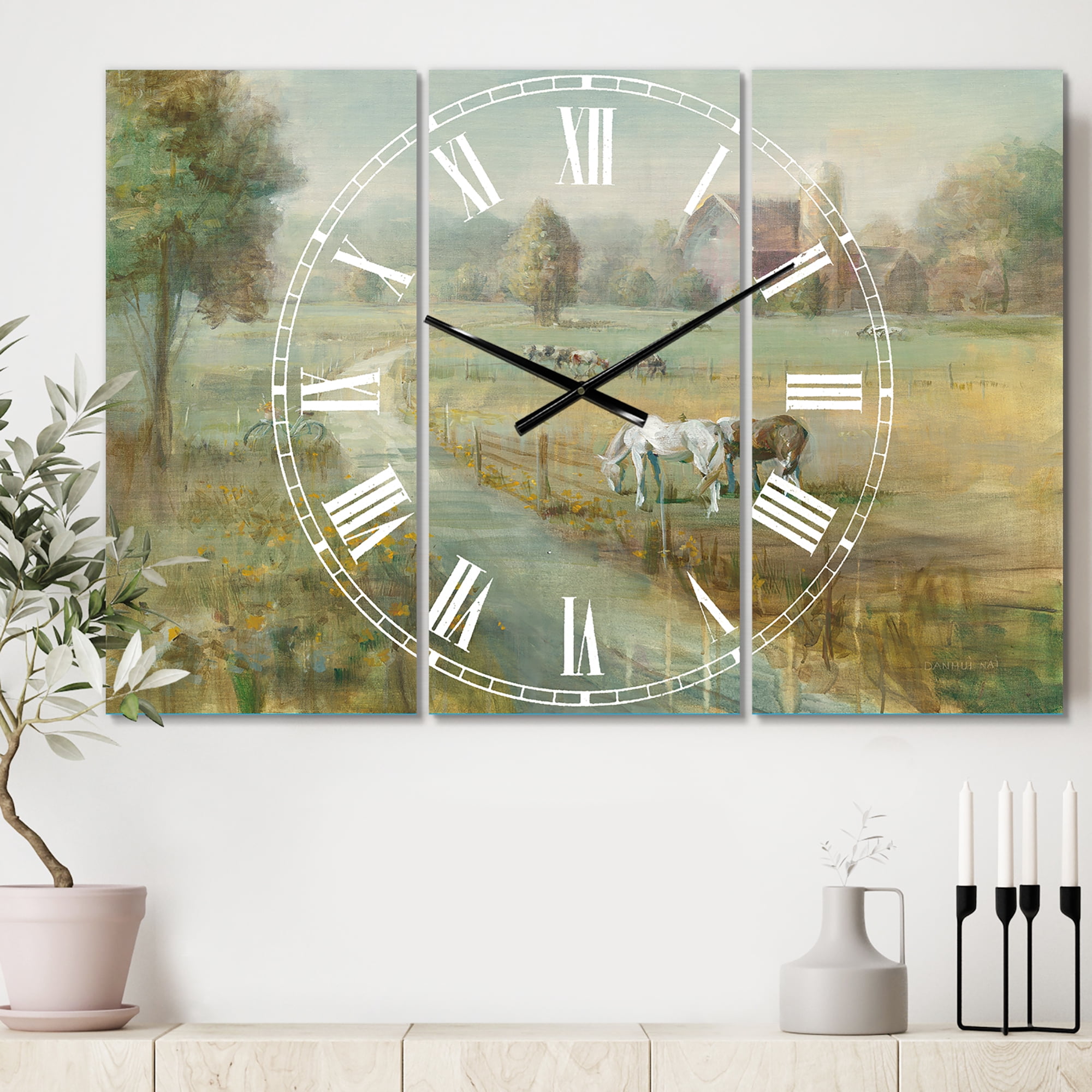 Designart 'Tranquil Country Field' Farmhouse Wall Clock