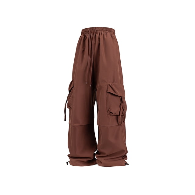 Amzcrzy Pantalones Cargo Para Mujer: Amplios, Cintura Elástica Con Cordón, Pierna Ancha Y2k, Estilo Paracaídas/Harem, Múltiples Bolsillos, Aptos Para Senderismo, Moda Hip Hop, Tallas M-2XL Marrón