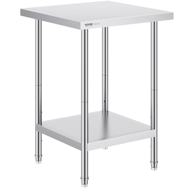 Mesa de preparación VEVOR de acero inoxidable, 60 x 60 x 86 cm, 318 kg de capacidad