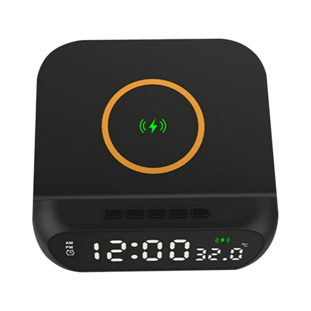 Pisexur Electrónica para Hombres 3 en 1 15W Cargador Inalámbrico Reloj Pantalla Digital LED Reloj Despertador Pantalla de Temperatura Soporte de Carga Inalámbrica Electrónica para Niños, Organizador