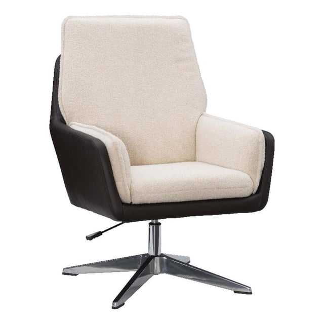 Linon Vivian Chaise Pivotante Réglable en Métal en Sherpa Naturel/cuir Synthétique Brun