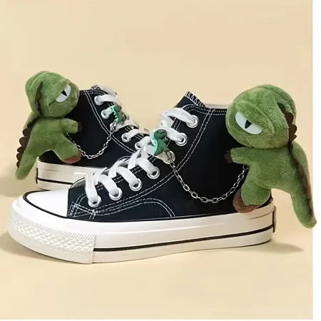 

Women‘s Cartoon Dinosaur Decor Canvas Shoes High Top Lace Up Platform Casual Shoes Women‘s Cute Sneakers