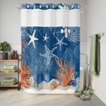 thumbnail image 6 of No Hook Shower Curtain, Navy Blue Coastal Shower Curtains for Bathroom with See Through Top Window, Starfish Coral Nautical Summer Beach Ocean Waterproof & Washable Bath Curtain Stall 48"x72", 6 of 9