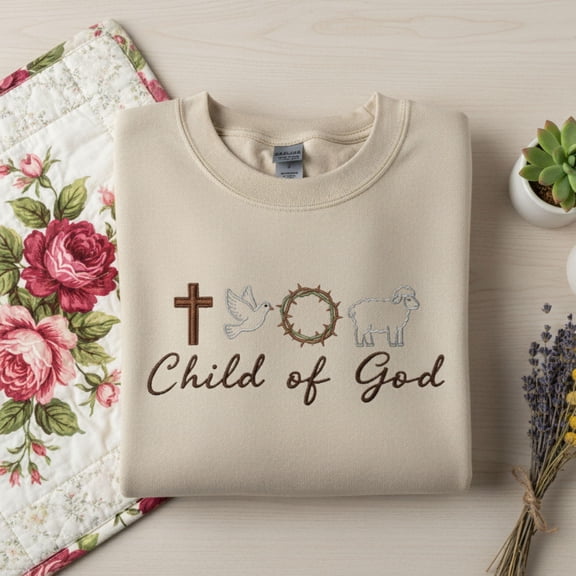 Child of God Embroidered Sweatshirt, Christian Faith Crewneck, Jesus Clothing, Bible Verse Apparel, Religious Tee, Gift For Her