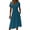 Blue, variant on Women Midi Dresses Swing V-Neck A Line Sundress Relaxed Fit Short Sleeve Boho Dress Solid Color Beach High Waist Tunic Dresses Purple 2XL