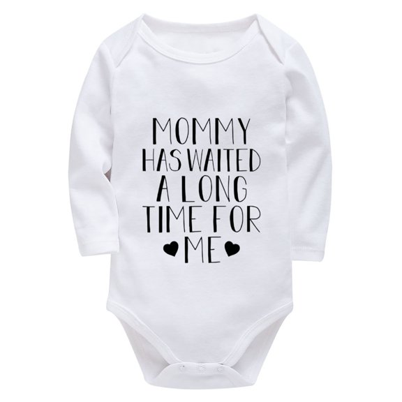 Mommy Has Waited A Long Time For Me Newborn Boy Hospital Outfit Long Sleeve Going Home Newborn Outfit Girl White 0-3 Month O