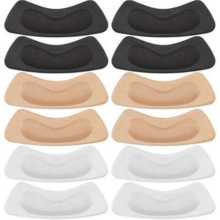 6 Pairs Heel Stickers Heel Grips Liner Heel Cushion Pads Inserts for Loose Shoes Women (Black, White, Khaki)