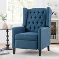 thumbnail image 3 of 27" Wide Manual Wingback Recliner Chair, Vintage Accent Chair, Recliner Chair with Nailhead Trim and Birch Legs, Tufted Single Sofa Chair, for Home, Living Room, Office, Bedroom, Blue, 3 of 7