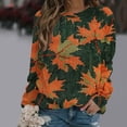 thumbnail image 2 of Rbaofujie Vintage Pull pour Femmes Mode Décontractée Imprimé Col Rond Ample Manches Longues Chandails en Molleton Blouse Orange Esthétique Chandails à Capuchon, 2 of 4