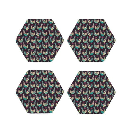 

Tideii Bohemian Chicken for Leather Coasters 4 Pieces Anti-fouling and Anti-scalding Decorative Coasters Suitable for Restaurants Kitchens Coffee Shops-Hexagon